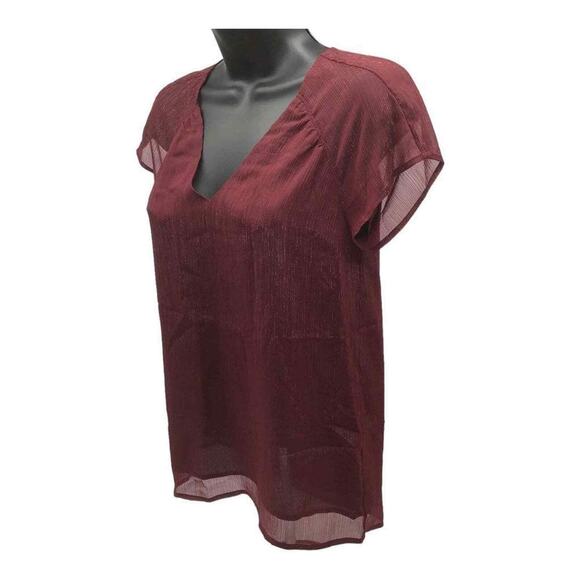 Michael Kors Women’s Ruby Red Sheer Flutter Sleeve Lined Blouse Top XXS NWT - Picture 11 of 16